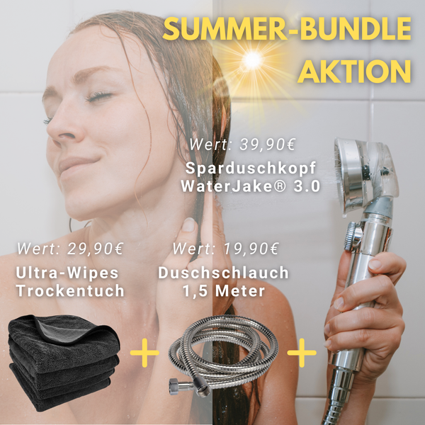 WaterJake® SUMMER BUNDLE-SET | Duschkopf + Duschschlauch + Trockentuch